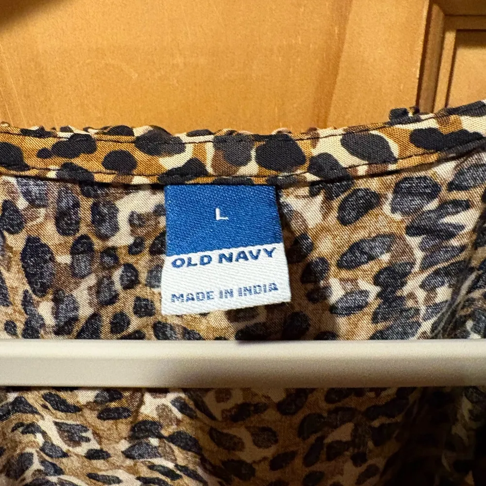 Old Navy Waist Defined Ruffle Trim Mini Dress Leopard print women’s Large NWT - Image 5