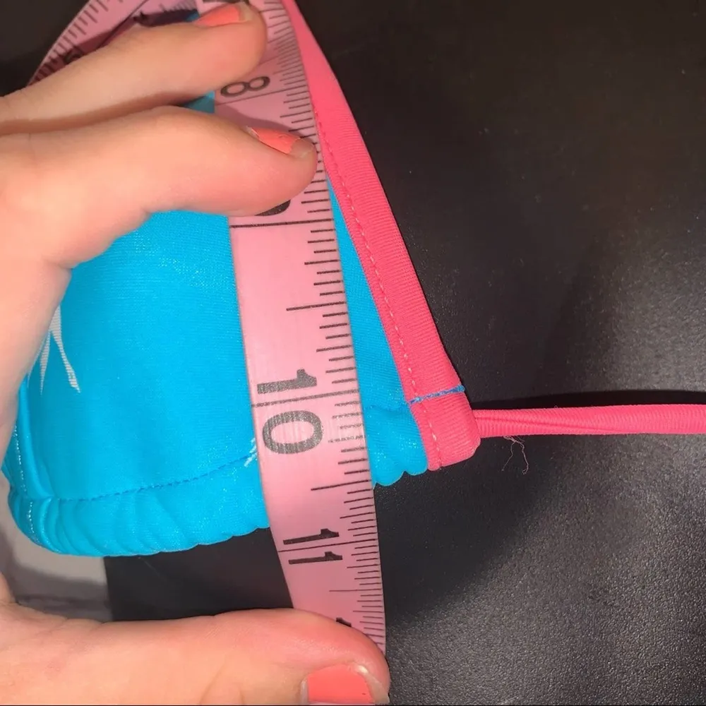 Kirra Blue String Bikini Top with Birds & Pink - Image 4