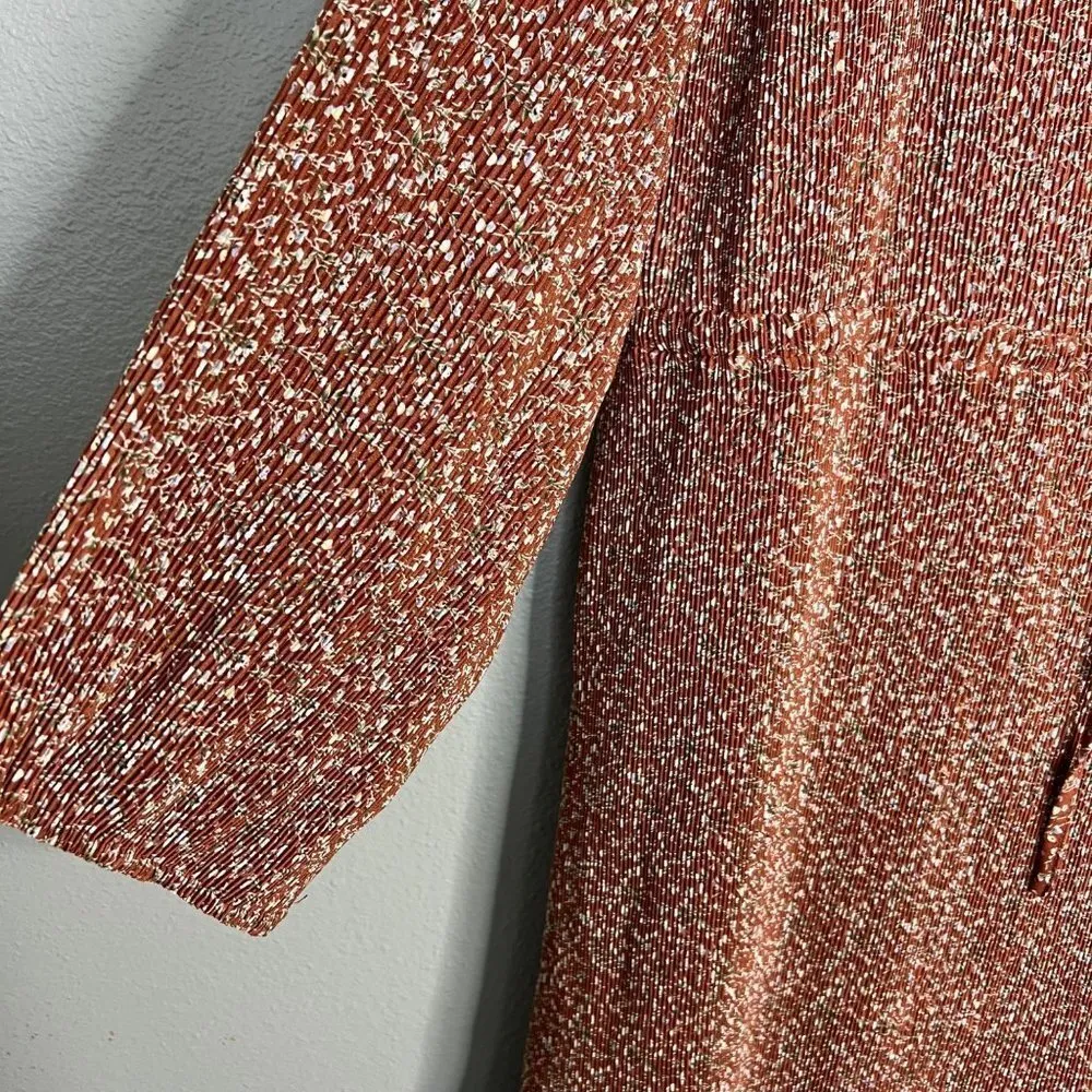 NWT Mikarose Ditzy Floral Accordian Pleat Long Sleeve Midi Dress V-Neck‎ Plus 2X - Image 4