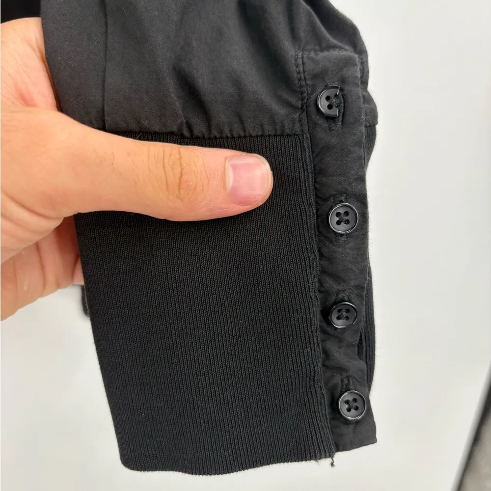 Nation ltd Jenna Cuffed Combo Tee In Jet Black v neck long sleeve blouse medium - Image 5