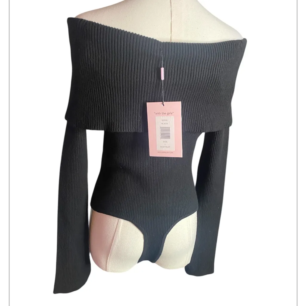 Avec Les Filles Ribbed Off Shoulder
Black Bodysuit L - Image 7