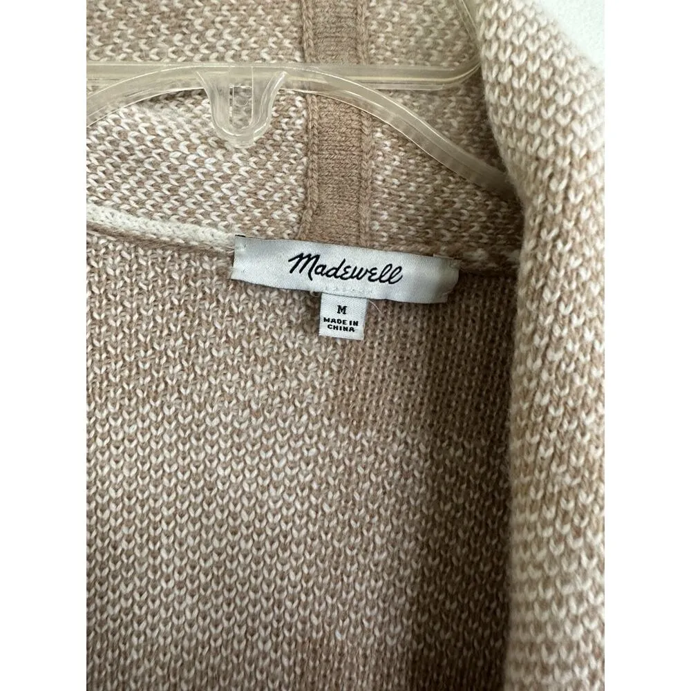 Madewell Minetta Sweater Coat in Buffalo Check Merino Wool | Beige Cream | SZ M - Image 7