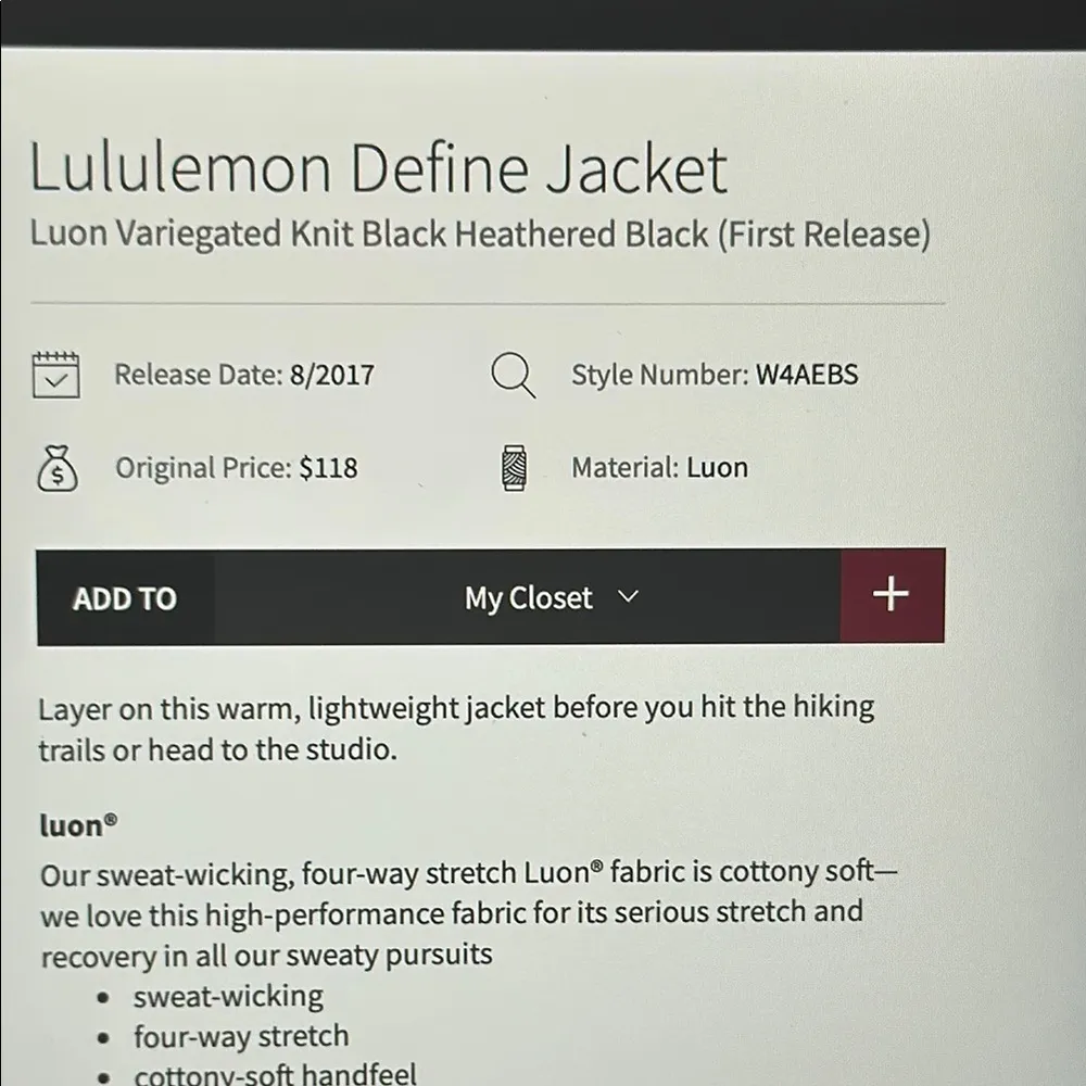 Lululemon Define Jacket Sz6 Luon - Image 8