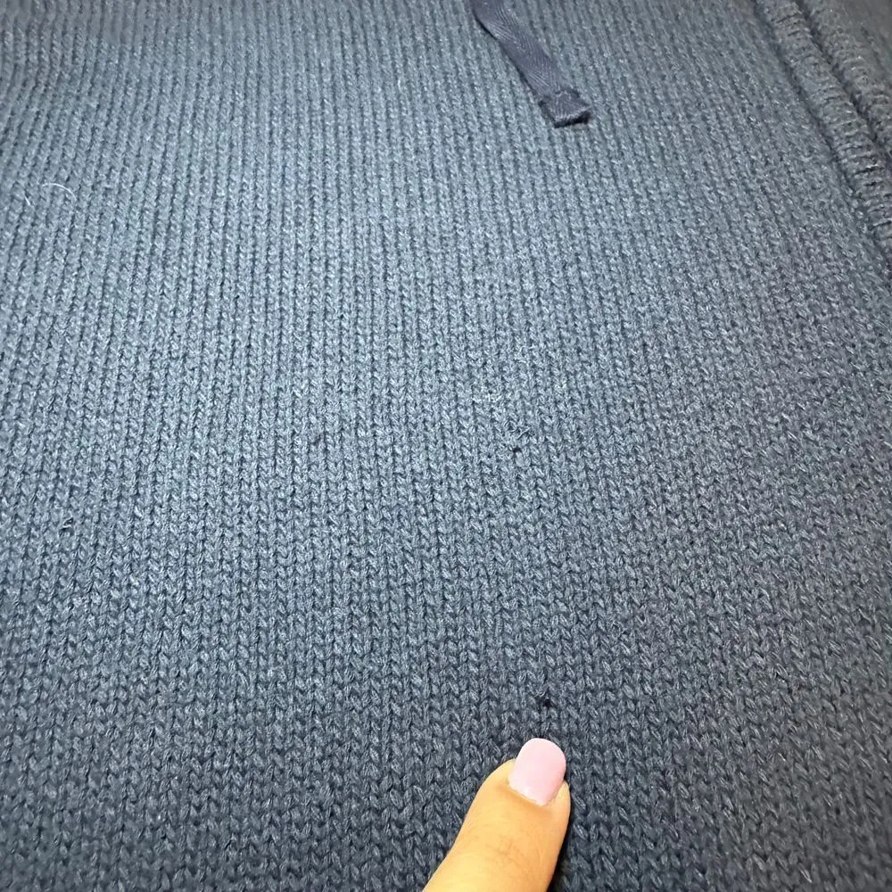 Athleta Cozy Navy Hooded Zip-Up‎ Sweater Casual Comfort Layering cable knit - Image 6