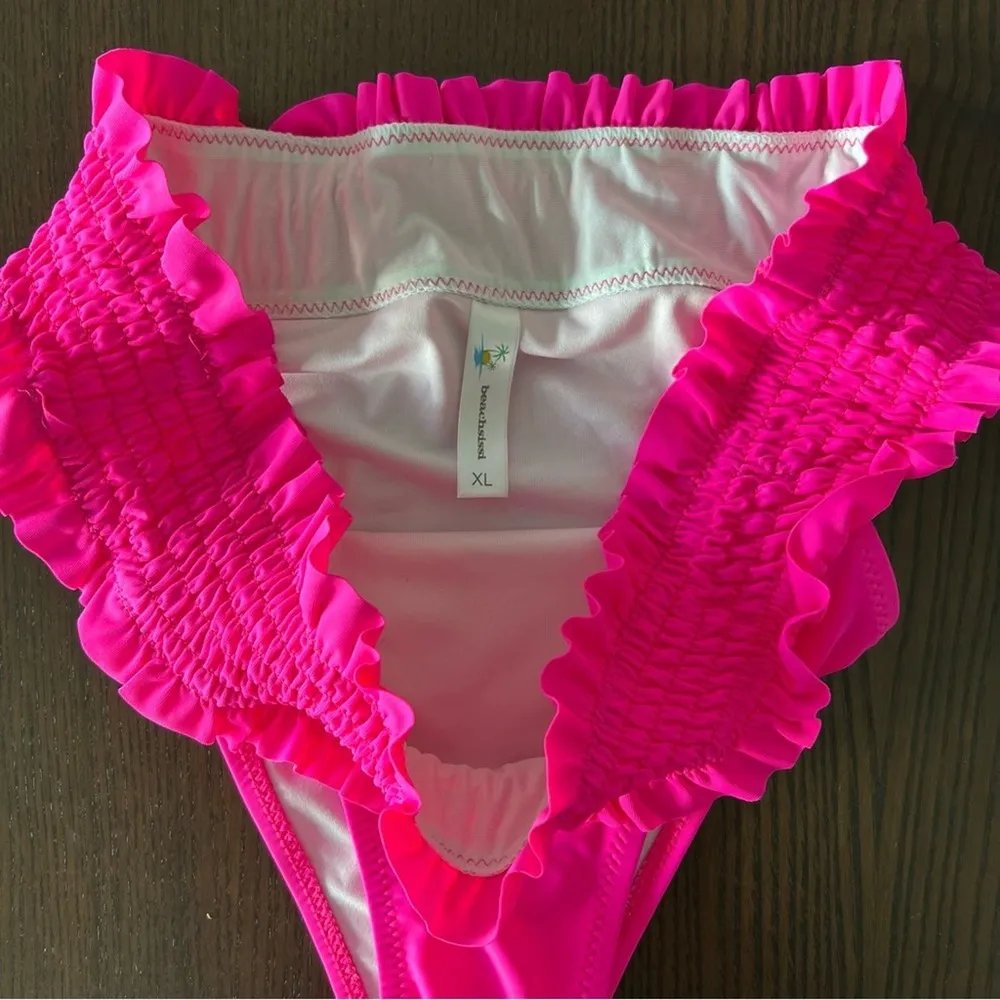 Beachsissi Smocked Stringy Solid Hot Pink Bikini 2-Piece Size X-Large - Image 6