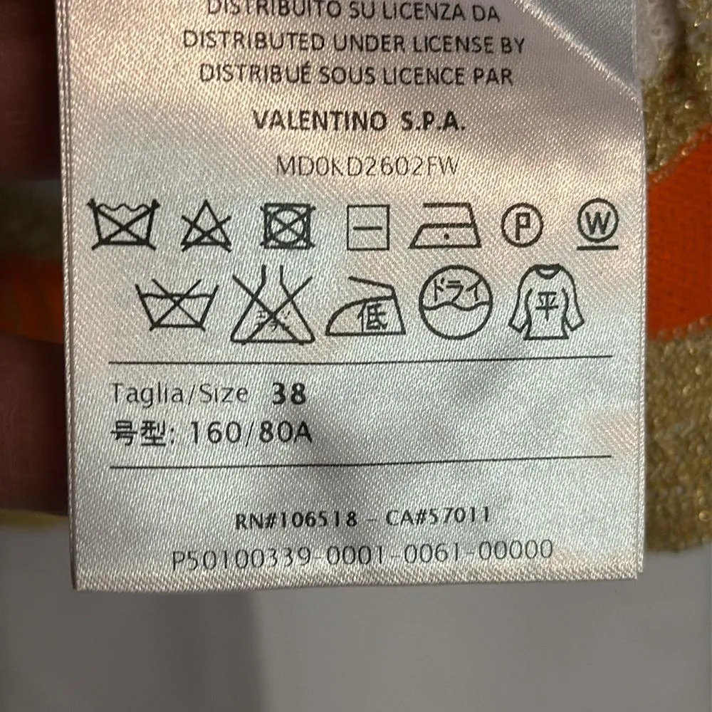 MISSONI PINK/ORANGE/ GOLD/TAN METALLIC SLEEVELESS ZIG ZAG KNIT DRESS C46 - Image 9