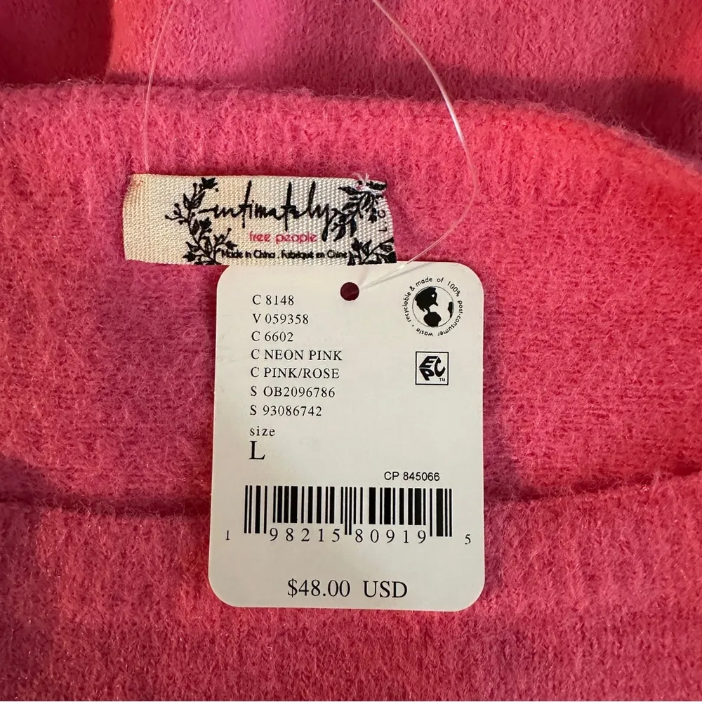 Free People x Intimately FP Top Womens Large Pink Warm Fluff Crop Top Y2K Knit - Image 5