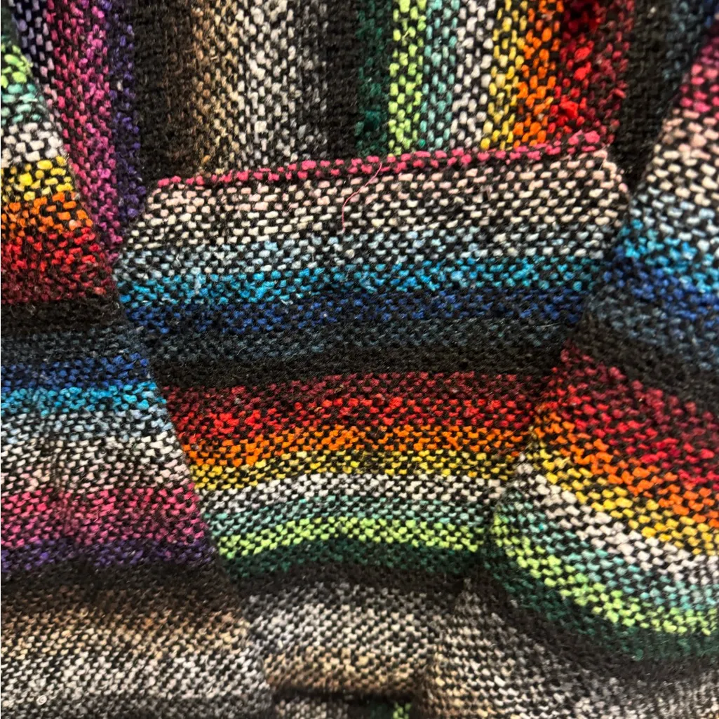 Colorful Striped Women's Mexican Baja hoodie Black Size XL - Image 2