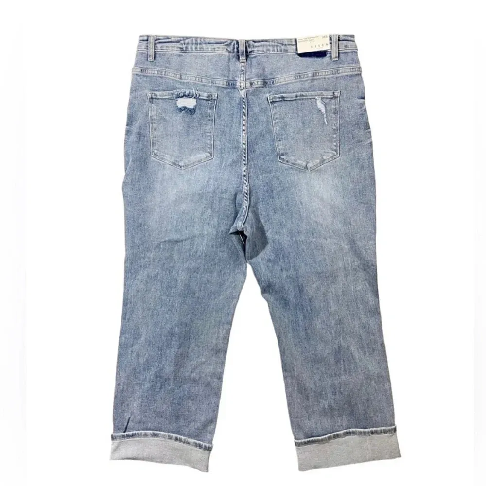 NWT RISEN High Rise Distressed Plus Size Boyfriend Jeans - Image 6