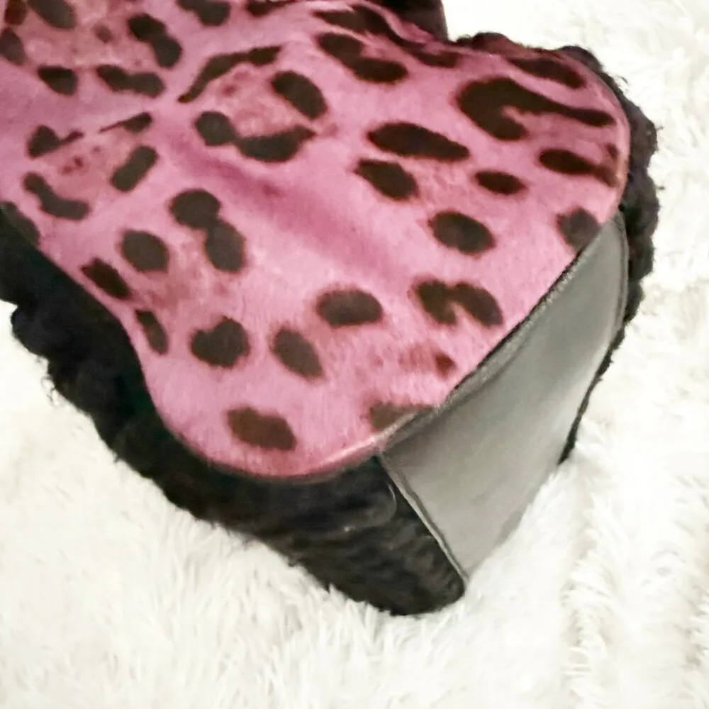 DOLCE & GABBANA | Knit Trim Ponyhair Sicily Satchel Shoulder Strap Purple Black - Image 11