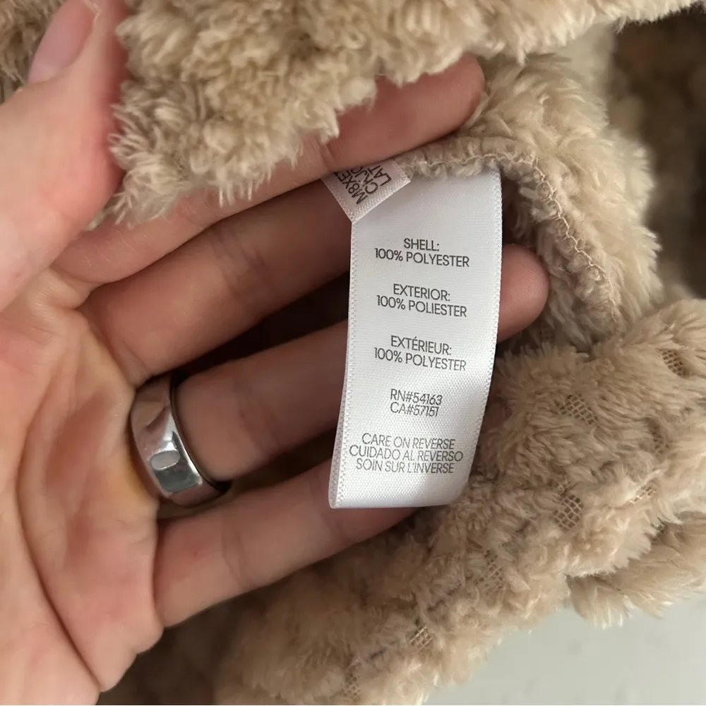 Calvin Klein Soft Cozy Cream Tan Full Zip Jacket Neutral Comfy Small - Image 3