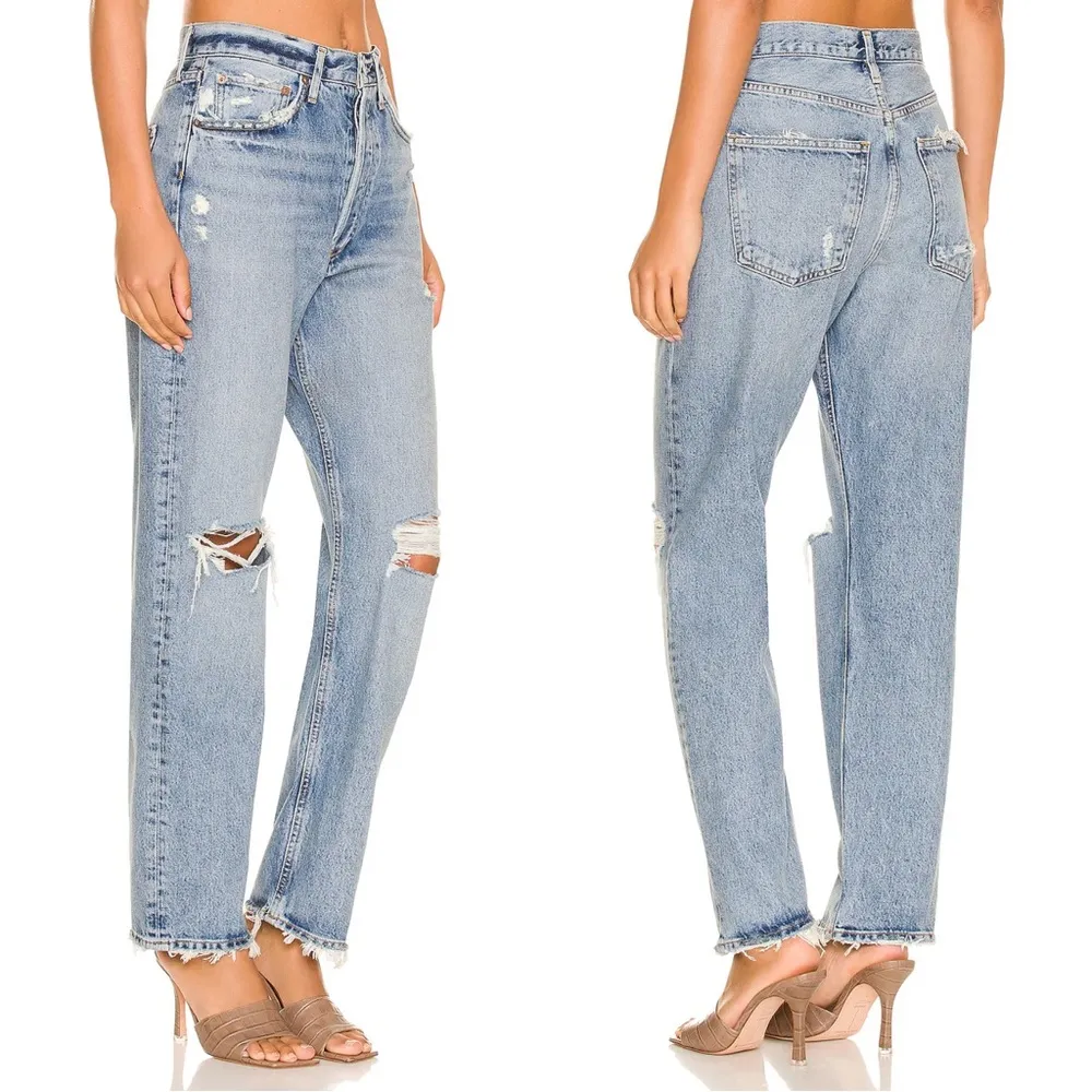 AGOLDE • 90's Mid Rise Loose jean straight distressed Isolate wash ripped baggy - Image 11