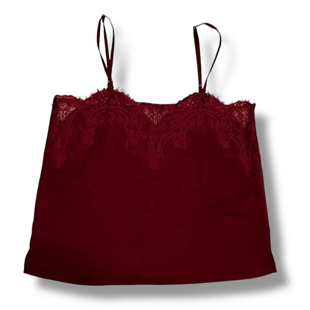 Lulus Camisole Cami Top Wine Colored, Spaghetti Strap, Loose Fit, Size Small - Image 2