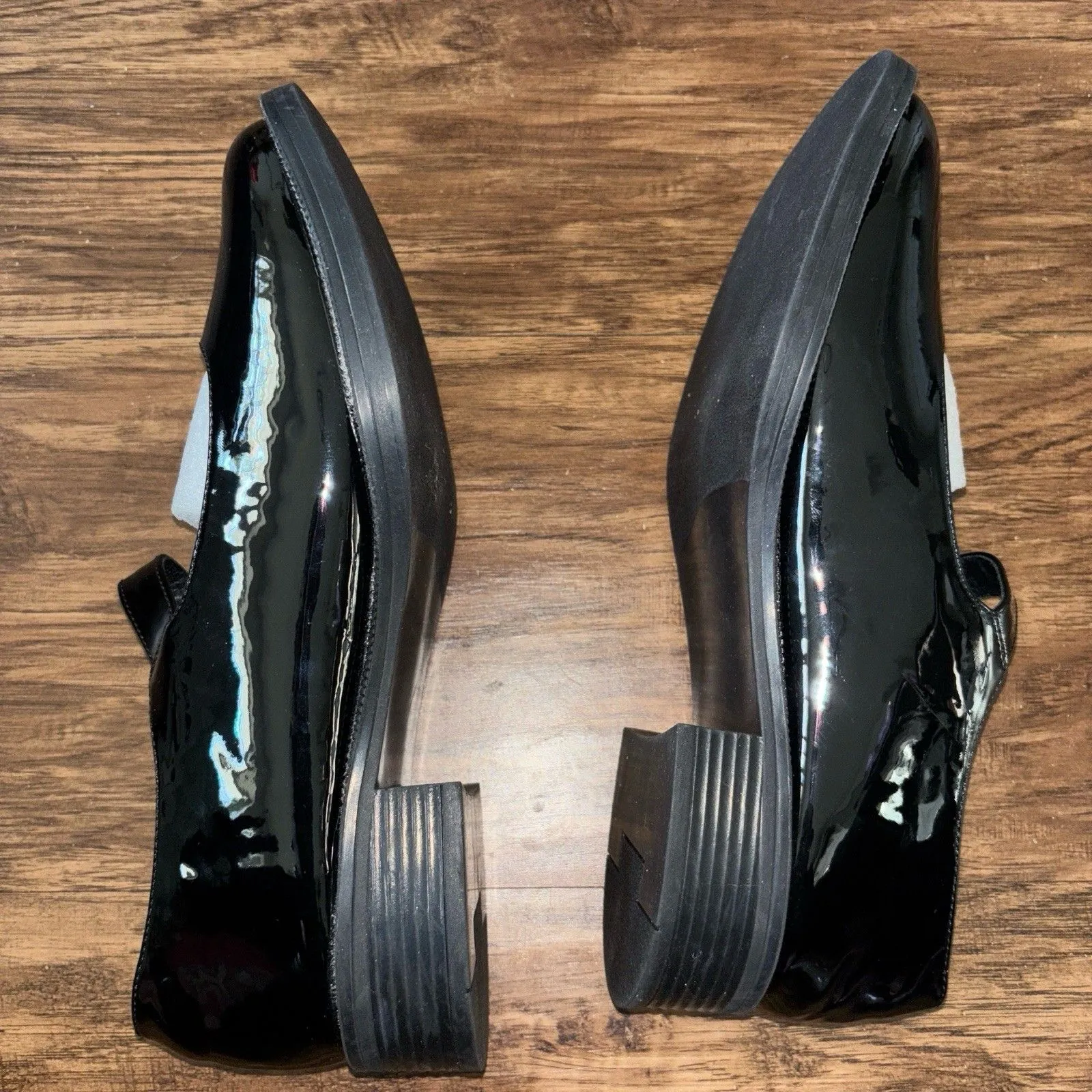 Black Flats with Glossy Finish and Strap Korean Mary Jane Size 8.5 - Image 6