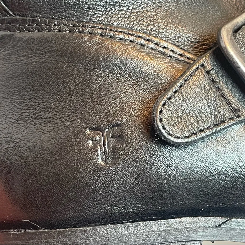 FRYE Veronica Flex Short Black Leather Moto Boots Bikercore Sz 7 Grunge Country - Image 8