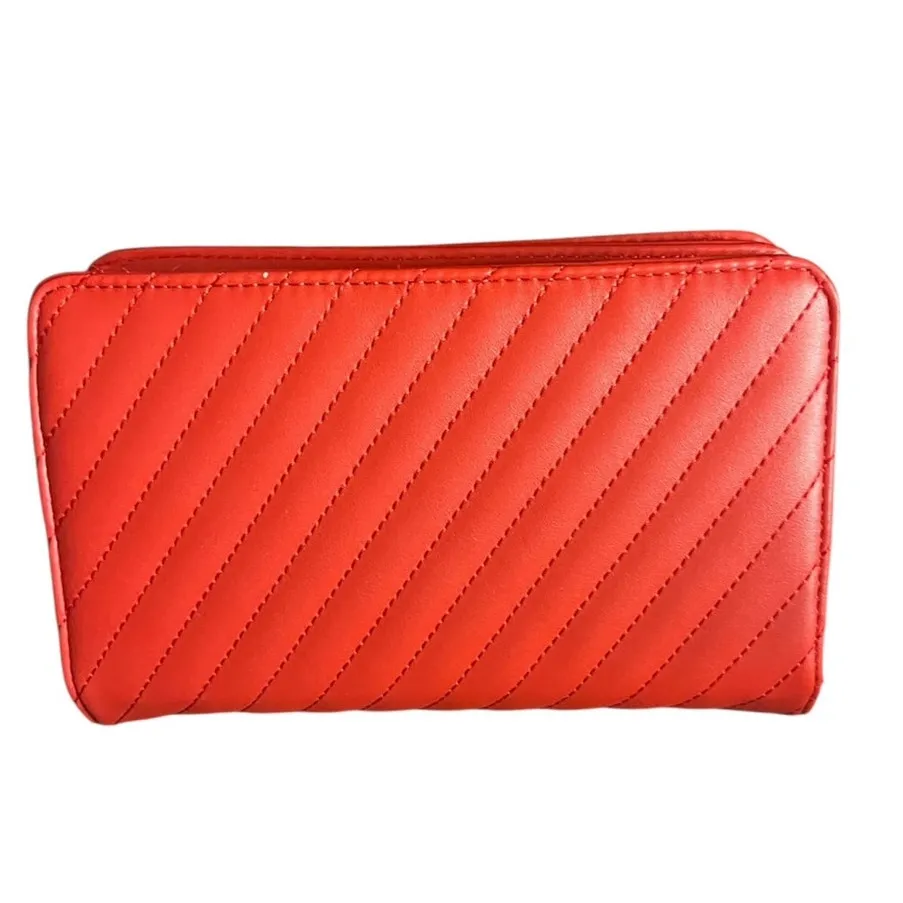 Badgley Mischka Quilted Crossbody Bag Brick Red Vegan Leather w/ Chain - Image 3