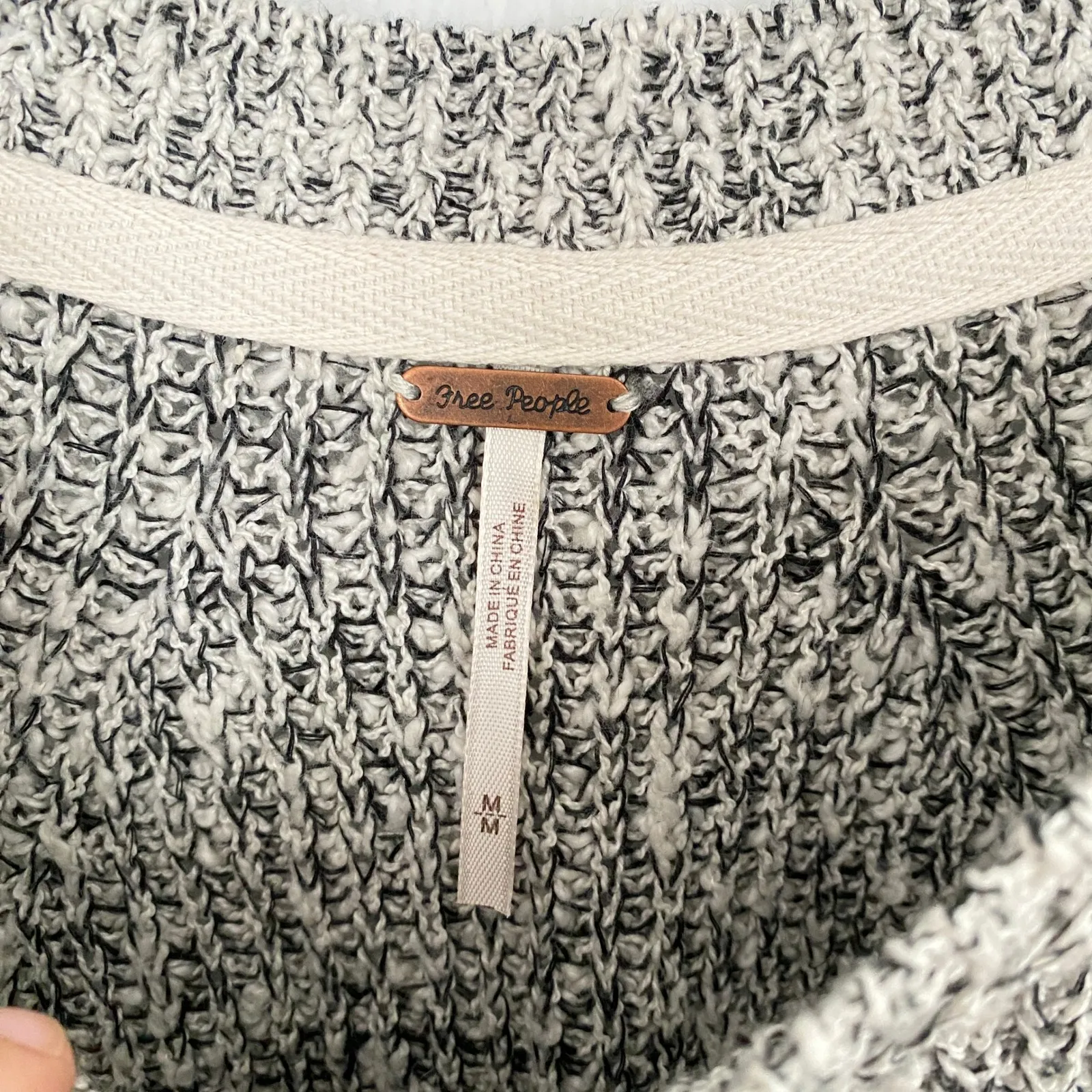 Free People Marled Knit Sweater Women Medium Relaxed Fit Crew Neck Long Sleeve - Image 4