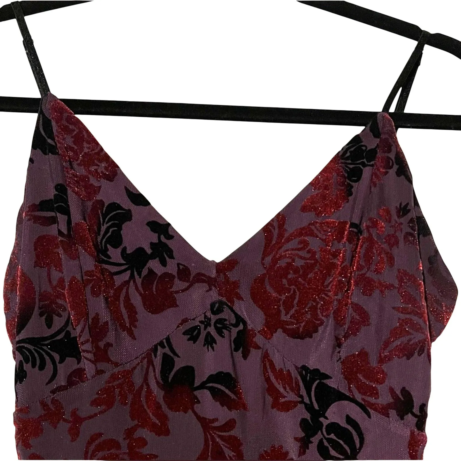 Lulus Party Girl Plum Velvet Burnout Flocked‎ Bodycon Mini Dress Size Medium Y2K - Image 6