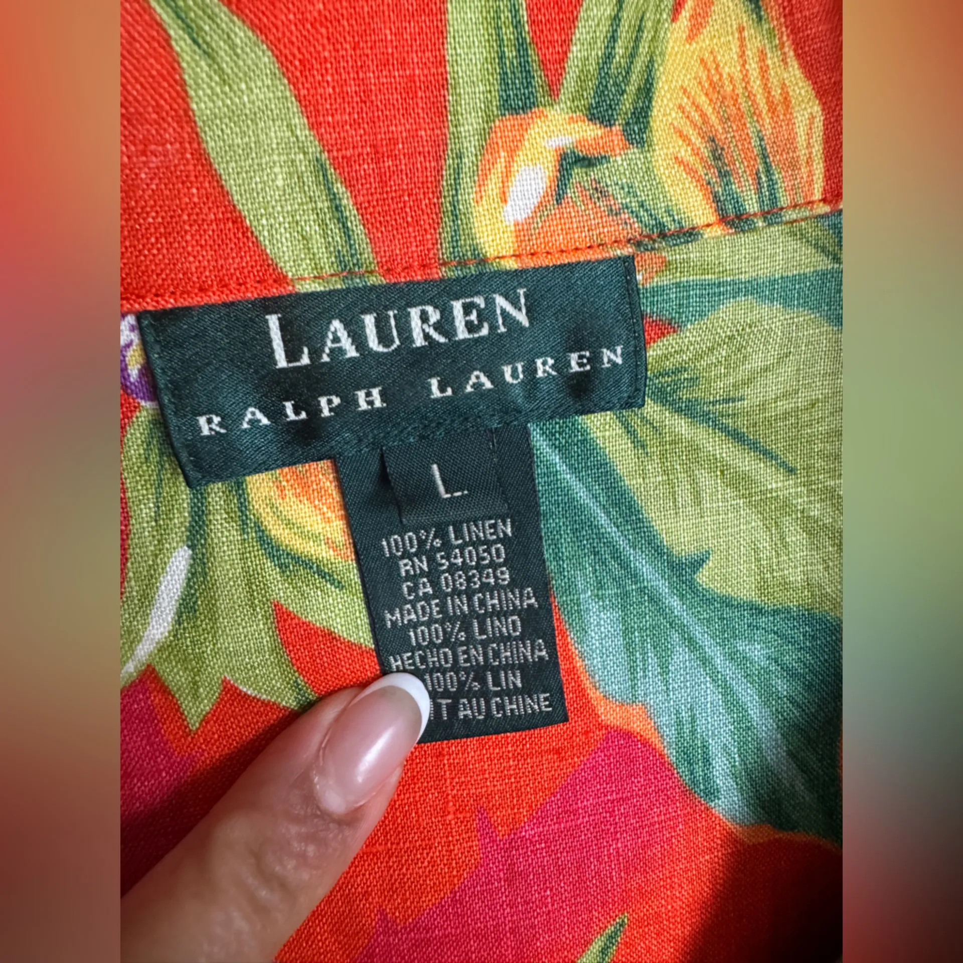 Lauren Ralph Lauren Hawaiian Flora Print Button Up Linen Shirt/Shorts Sz 10/L - Image 14