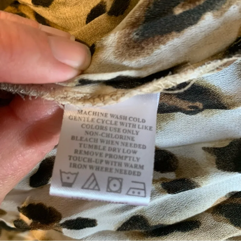 Bethany Cheetah Print Sheer Tie Front Top L Size L - Image 6