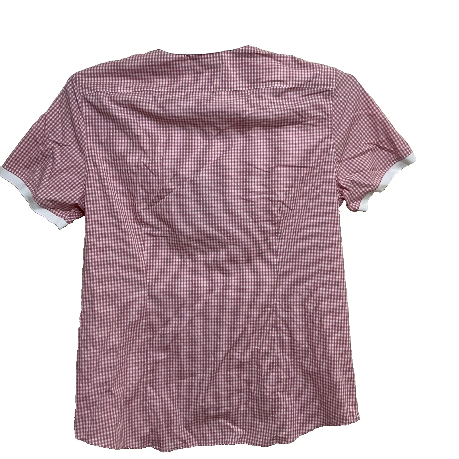 Michael Kors Slim Fit stretch short sleeved  plaid red ‎ white Women's blouse XL - Image 9