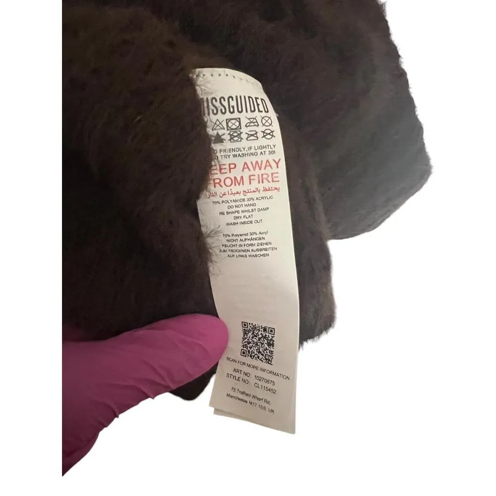 Missguided Skirt Womens Size 12 Brown Fluffy Midi Ribbed Knit - Image 5