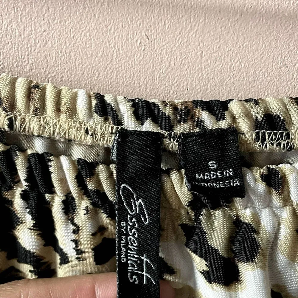 Vtg Y2K Essentials by Milano Tan/Black Leopard Print Off - Image 4