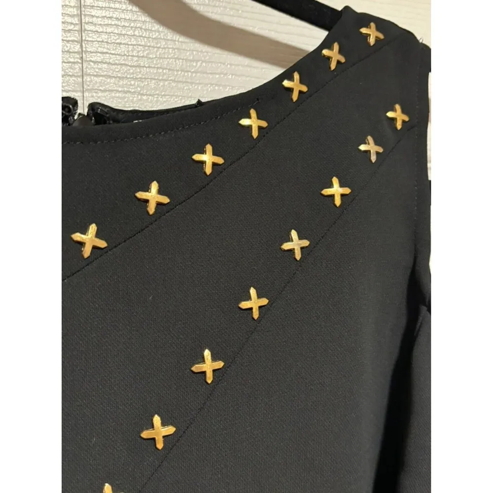 NWT. $1280 VERSACE COLLECTION COLD SHOULDER Shift Dress Black Size: M | US8 IT44 - Image 6