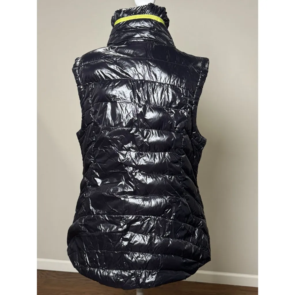 HALIFAX Women Black Puffer Vest Neon Trim Lightweight Zip Down Insulated Winter Green Size L - Image 6