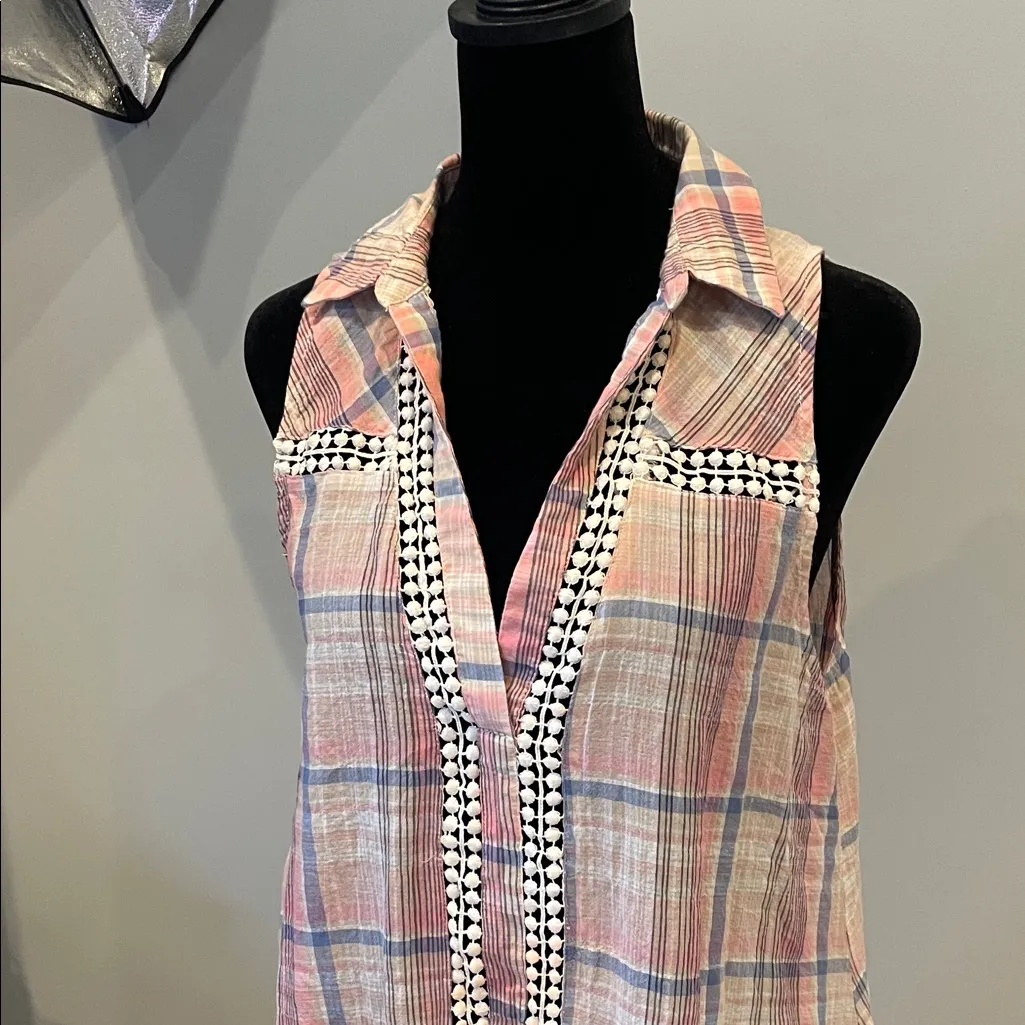 Sleeveless Plaid Ruffle Hem Dress - Image 2