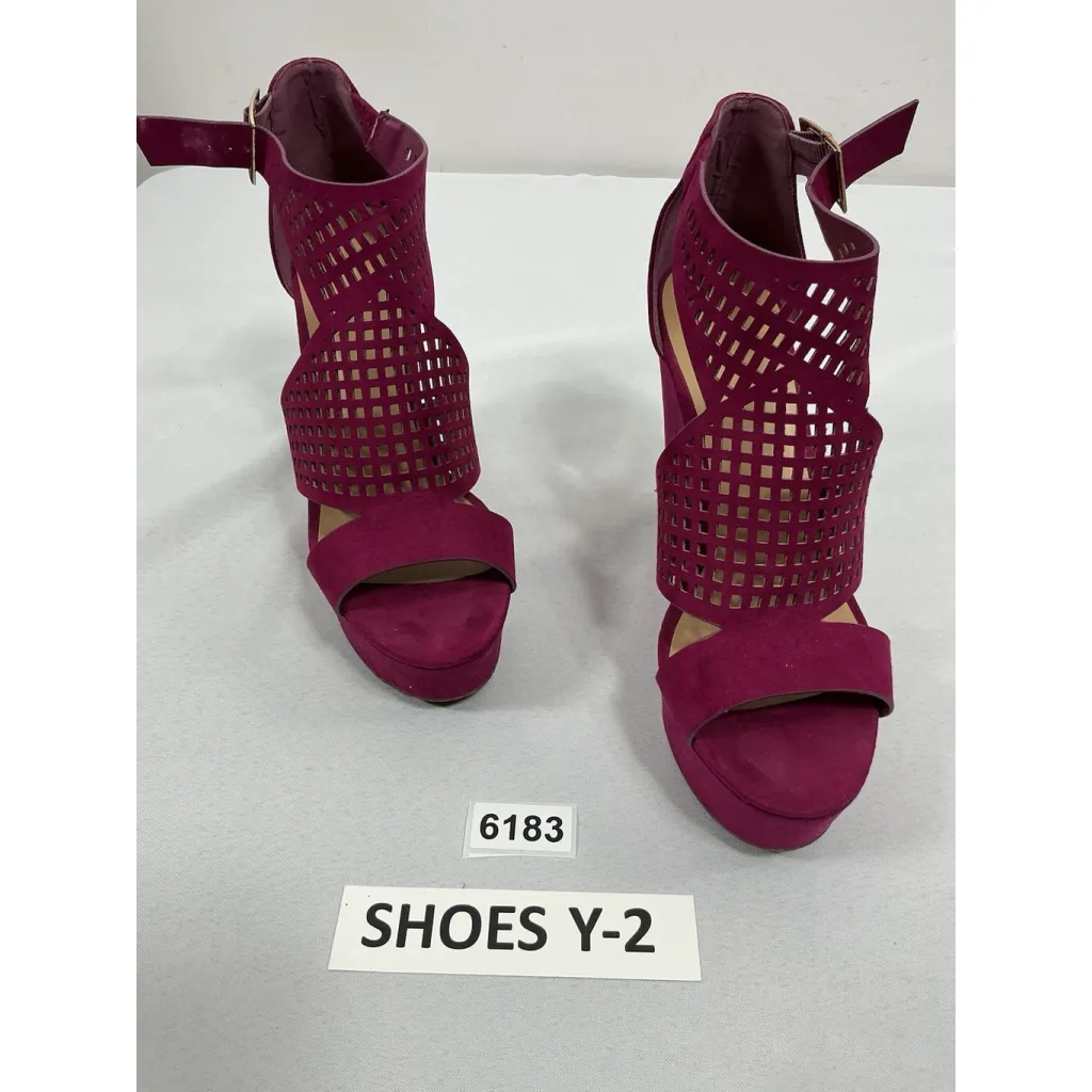 Womans Bamboo Platform Wedge Sandals 10 Fuscia Open Toe Strappy Vented - Image 3