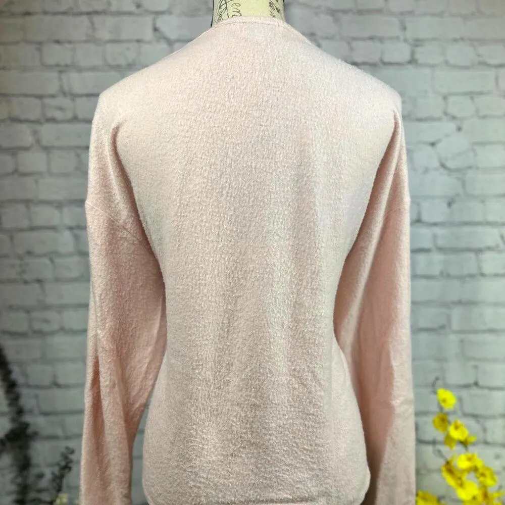 Socialite Pink Long Sleeve Fuzzy V-neck Top - size XL - Image 9