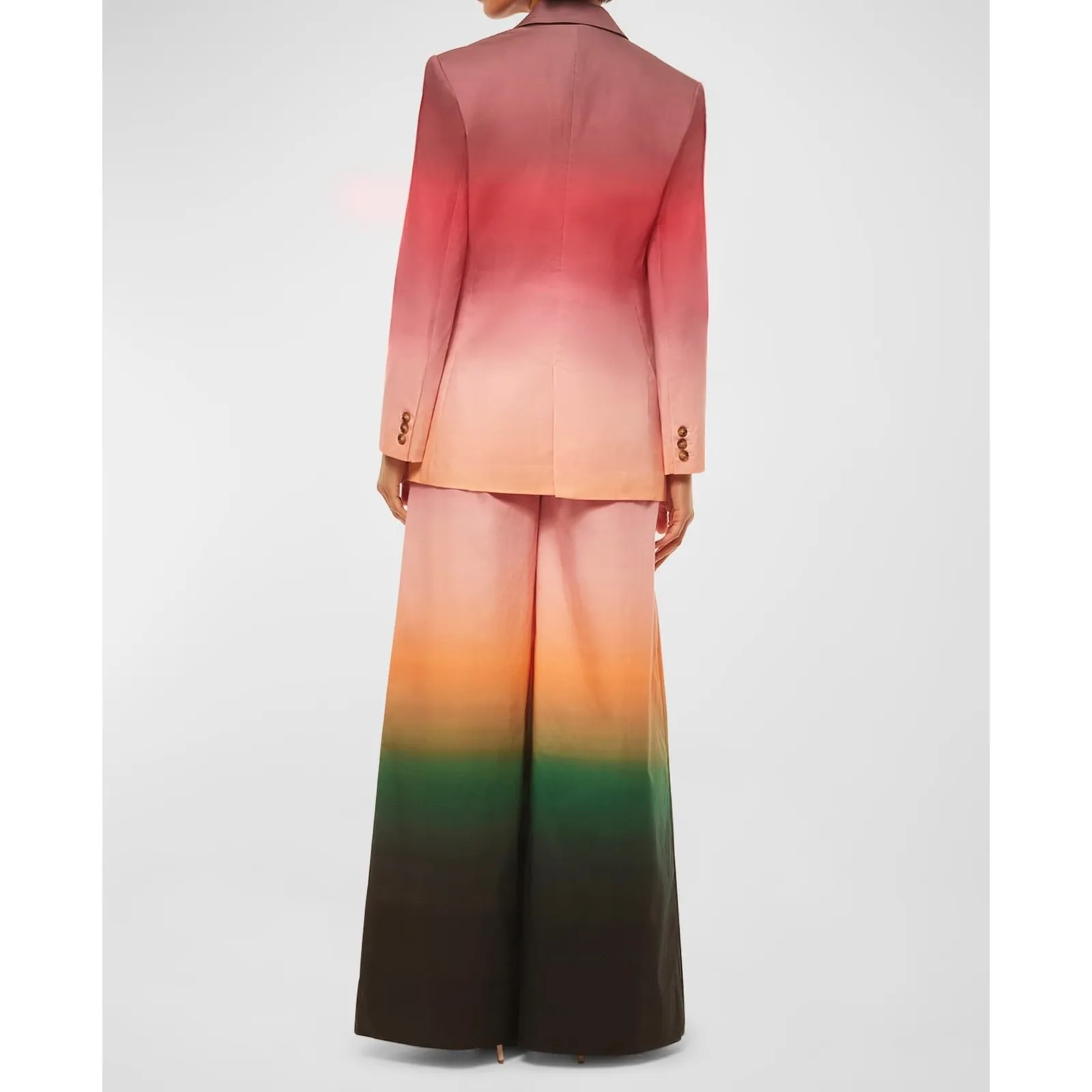 MISA Los Angeles Ombre Poplin Blazer Double Breasted Oversized Pink Coral XL - Image 4