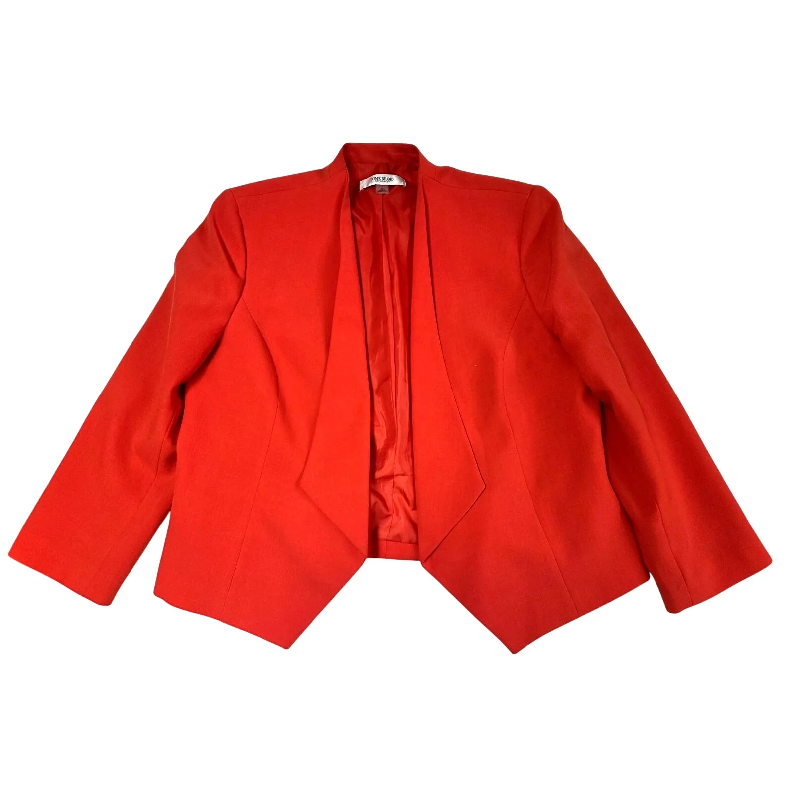 Jones Studio Open Front Kerchief Cut Satin Lined Blazer Size 14 Vintage - Image 4