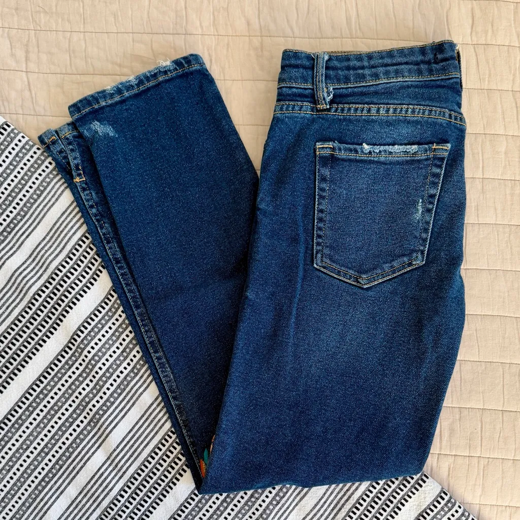 Zara Blue Skinny Jeans with Floral Embroidery - Image 3