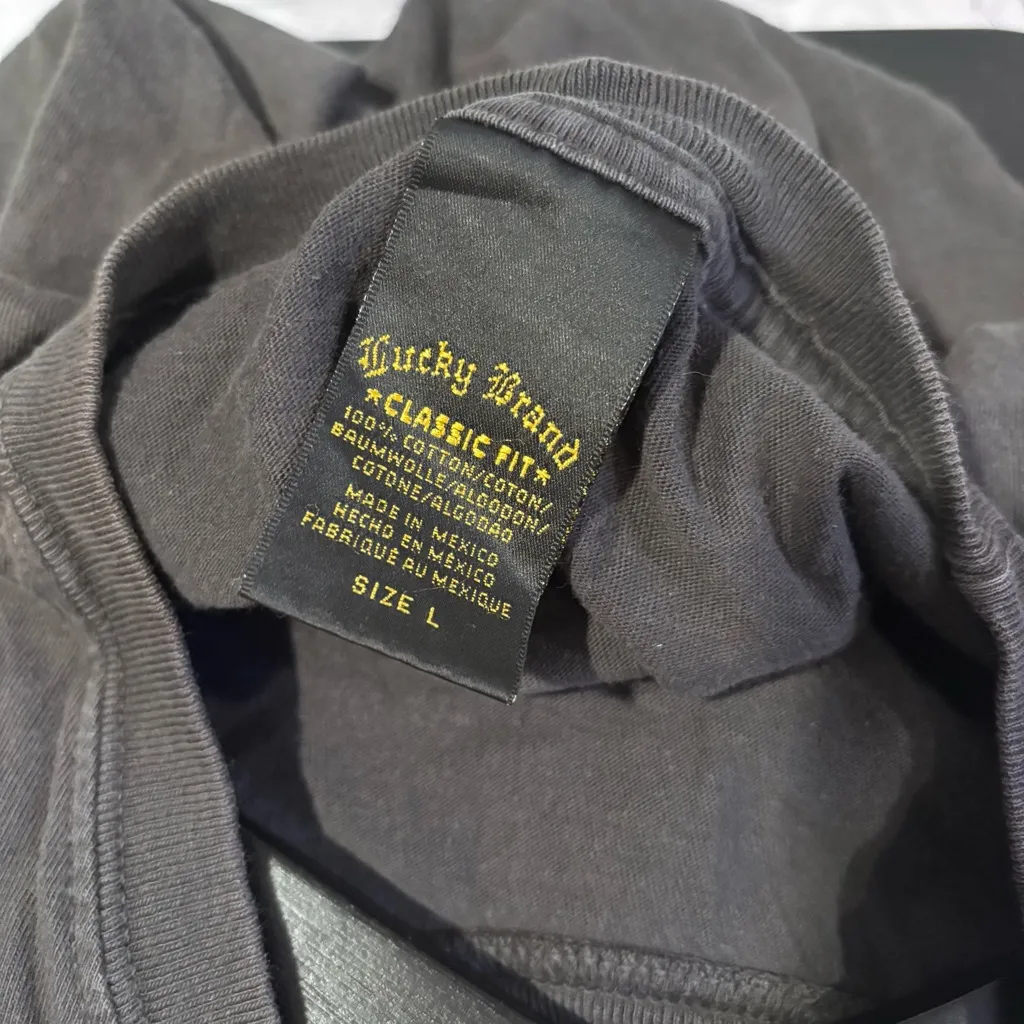 Lucky Brand Black Sleeveless Graphic Tee Size Large Casual Boho Rocker Style - Image 6