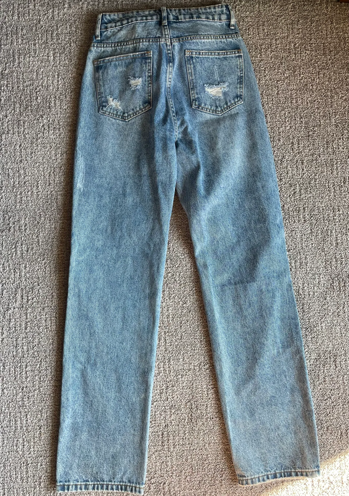 NEW Womens High Waist Ripped Straight Leg Jeans size xs extra small - Image 5