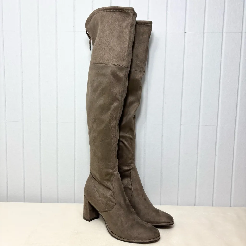 Marc Fisher Over the Knee Boots Suede Taupe Size 8M - Image 6