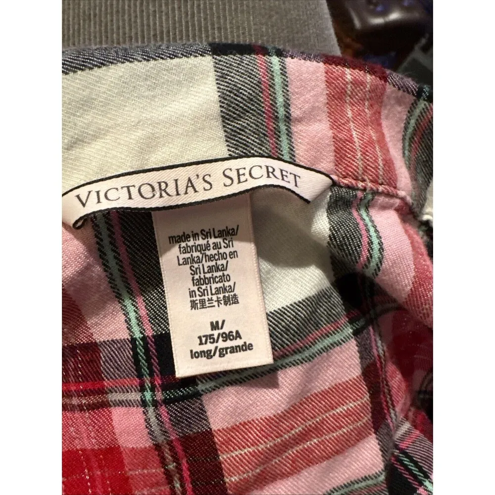 Victoria Secret Women’s Medium Flannel Plaid Pajamas Long Sleeve Shirt - Image 3