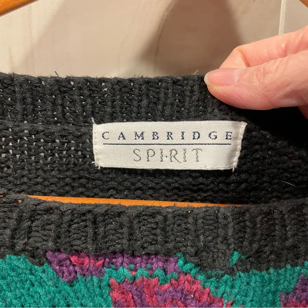 Cute vintage 80s chunky knit sweater floral whimsigoth fairy meets grannycore Purple - Image 5