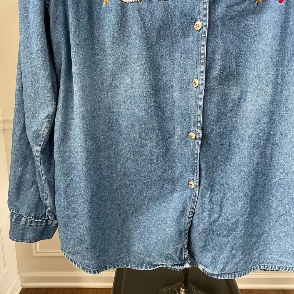 Vintage Take Two Denim Chambray Button Up Shirt L Blue Size L - Image 5