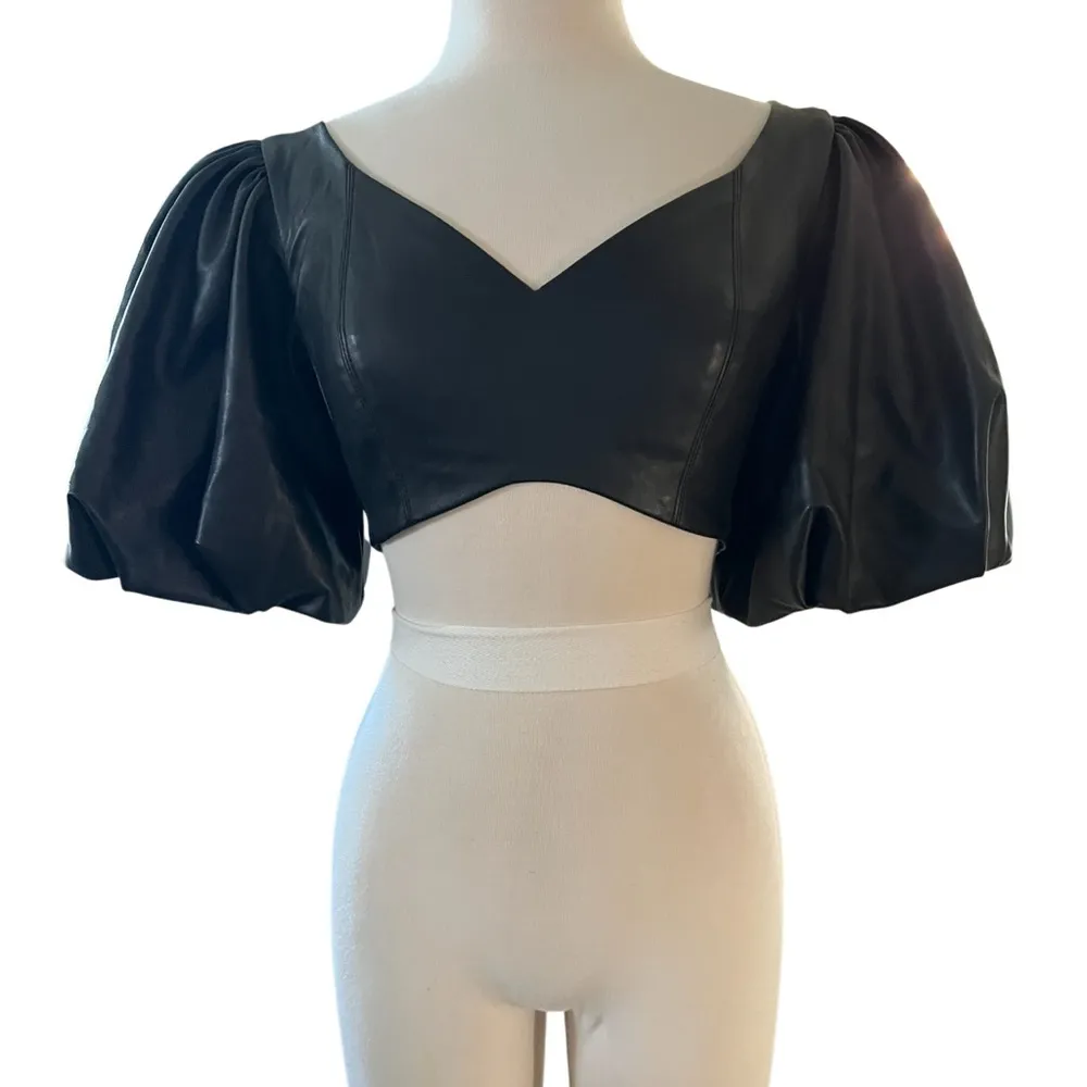 AJE Rebellion Portrait Bodice Vegan Faux Leather Crop
Top Black Size 10 - Image 5