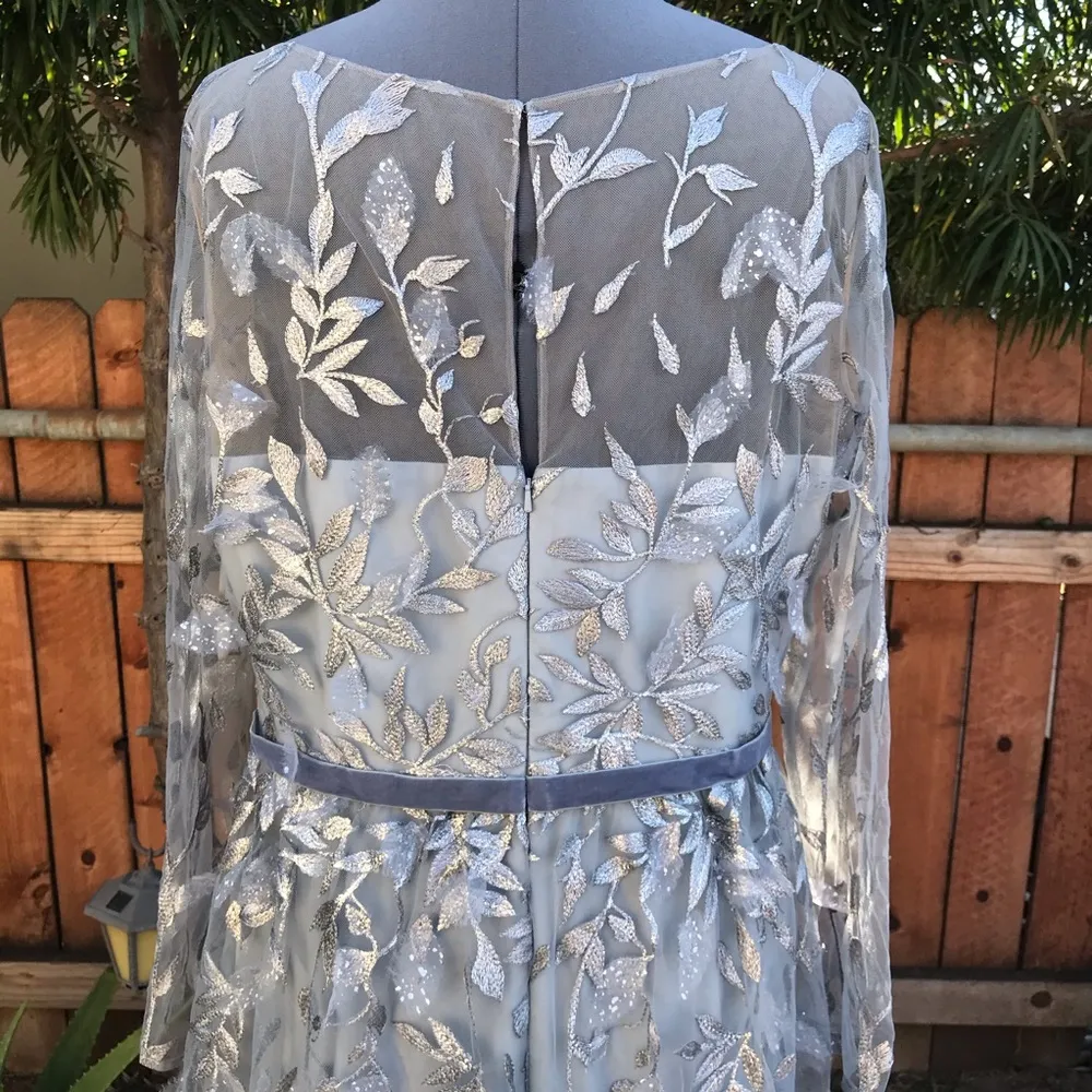 Marchesa Notte Metallic Leaf Embroidered Gown size 16 - Image 7