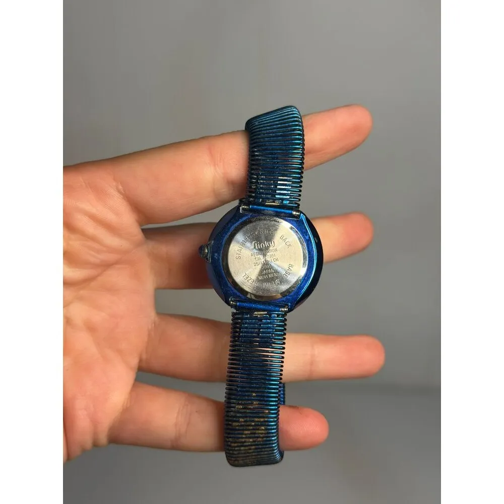 VTG 1980's Slinky Wrist Watch 2.5" Armitron Quartz Slinky Band Blue READ - Image 5
