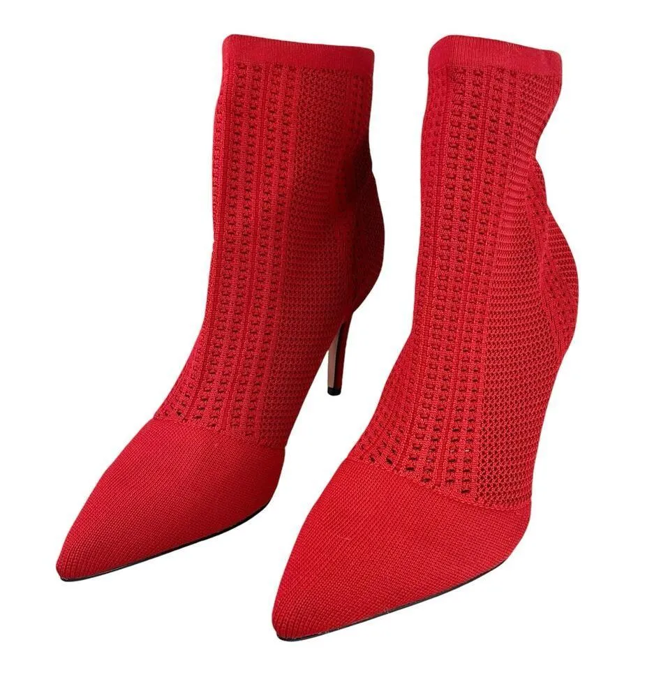 Catherine Malandrino Dnonito Pointed Toe Sock Booties Cherry Red 10 New - Image 3