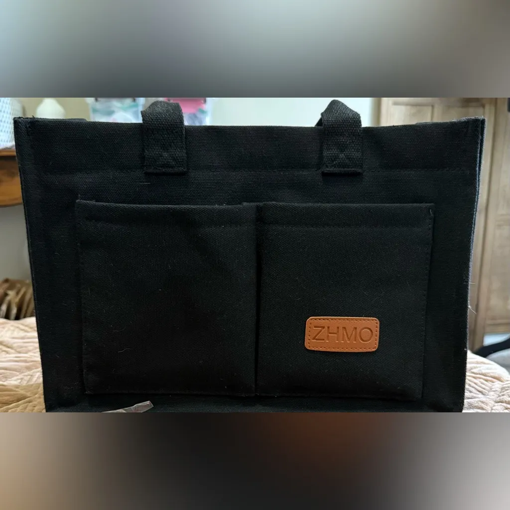 EUC Large Canvas Tote Bag. Black - Image 2