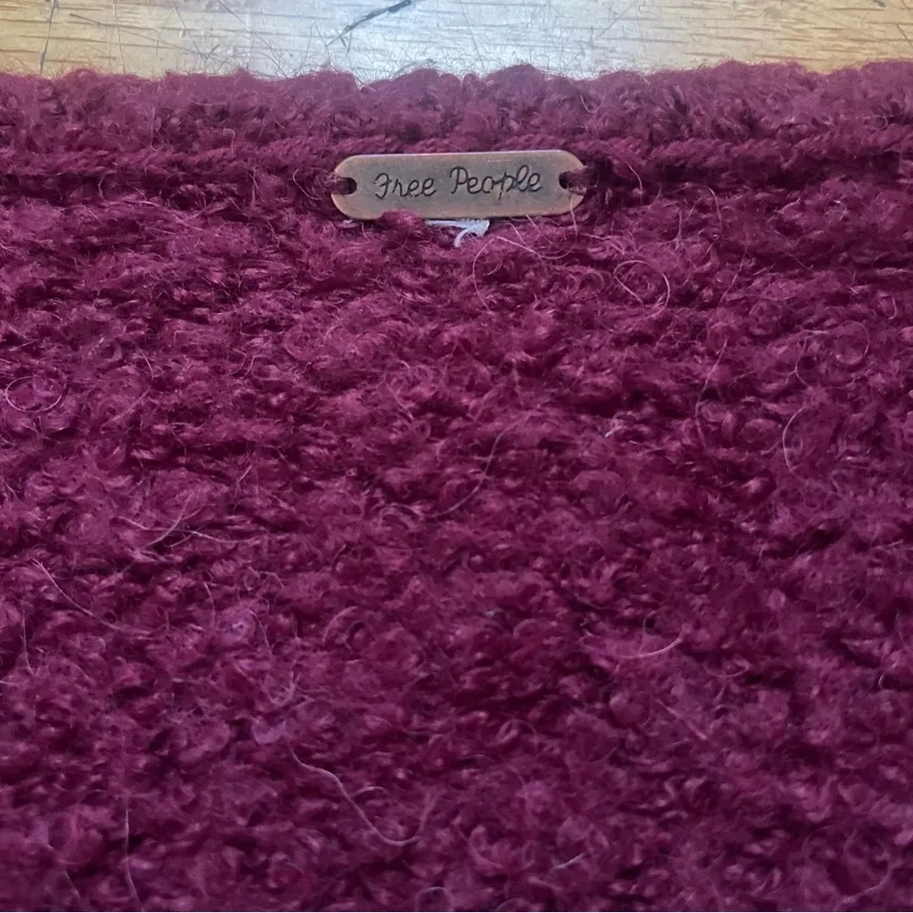 Free People Burgundy Wool Sweater Size Medium - Image 3