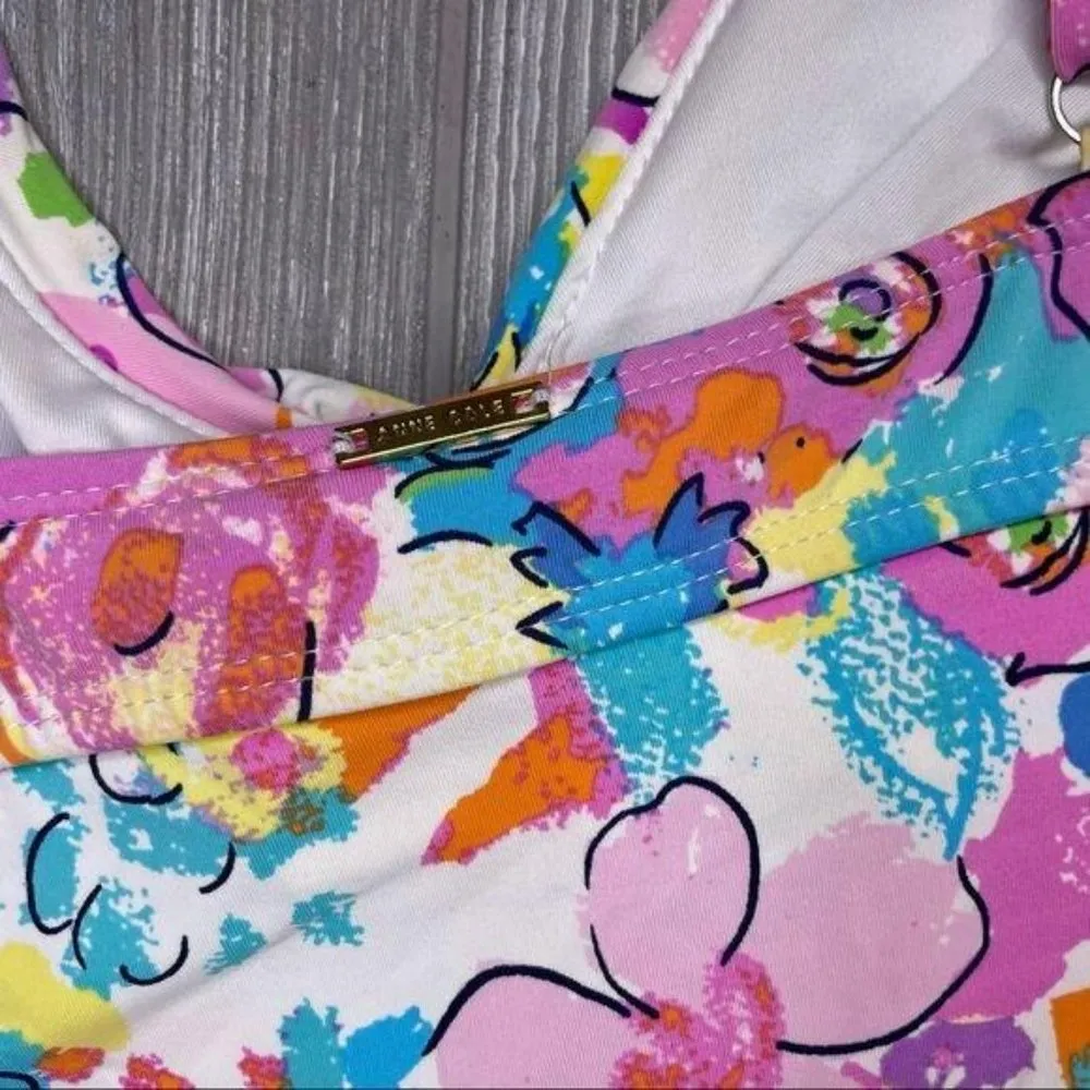 Anne Cole signature floral tankini top bathing suit swimwear swimsuit top med - Image 6