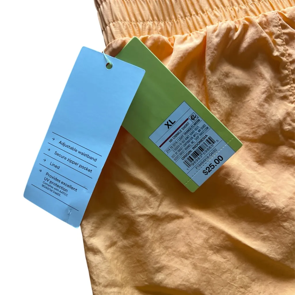 NWT All In Motion Women's High-Rise Crinkle Shorts - Light Orange Athletic XL - Image 7