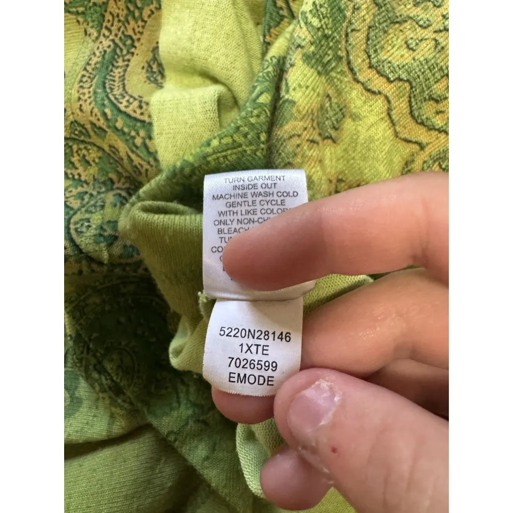 One World Live and‎ Let Live Tunic Top Size 1X Paisley Rhinestones Artsy Chic - Image 10